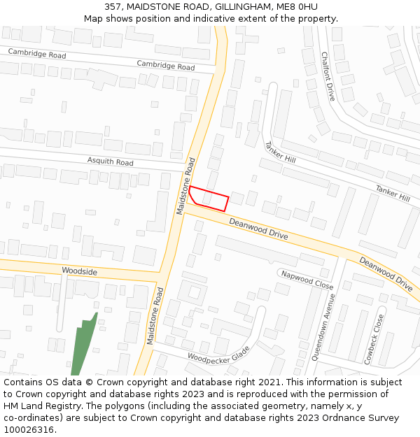 357, MAIDSTONE ROAD, GILLINGHAM, ME8 0HU: Location map and indicative extent of plot