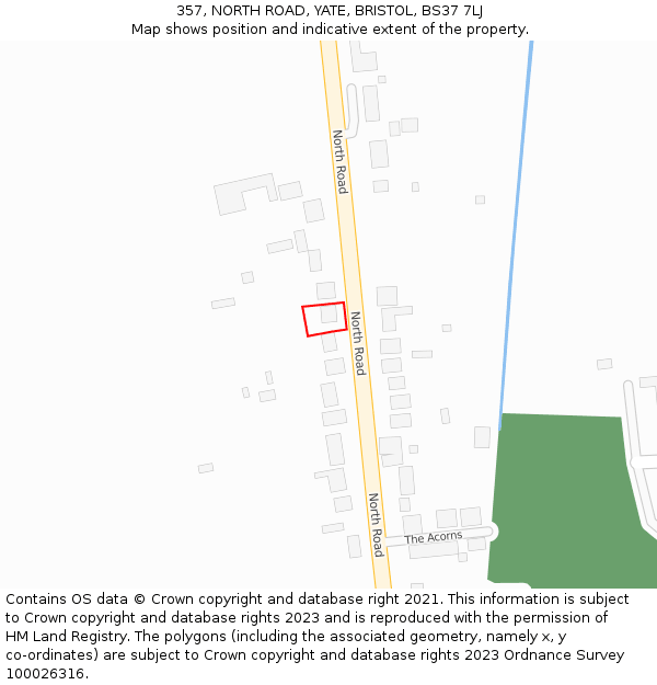 357, NORTH ROAD, YATE, BRISTOL, BS37 7LJ: Location map and indicative extent of plot