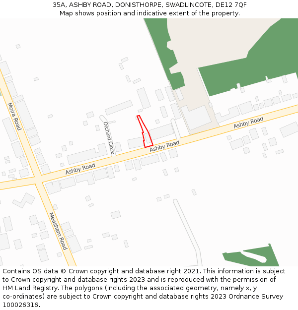 35A, ASHBY ROAD, DONISTHORPE, SWADLINCOTE, DE12 7QF: Location map and indicative extent of plot