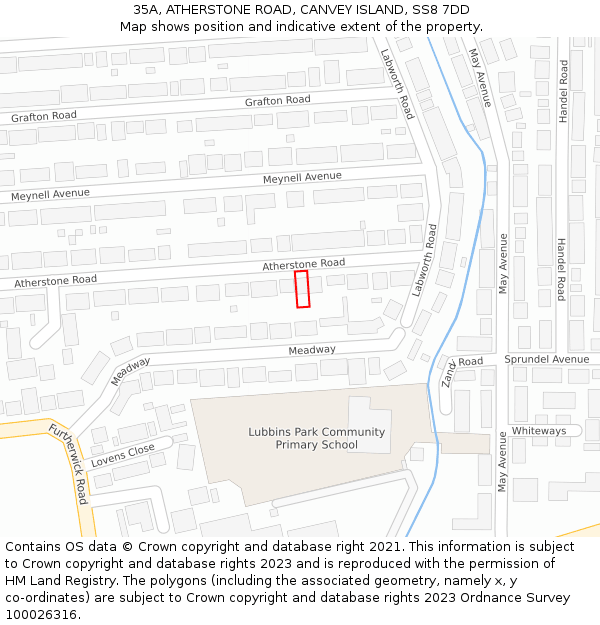 35A, ATHERSTONE ROAD, CANVEY ISLAND, SS8 7DD: Location map and indicative extent of plot