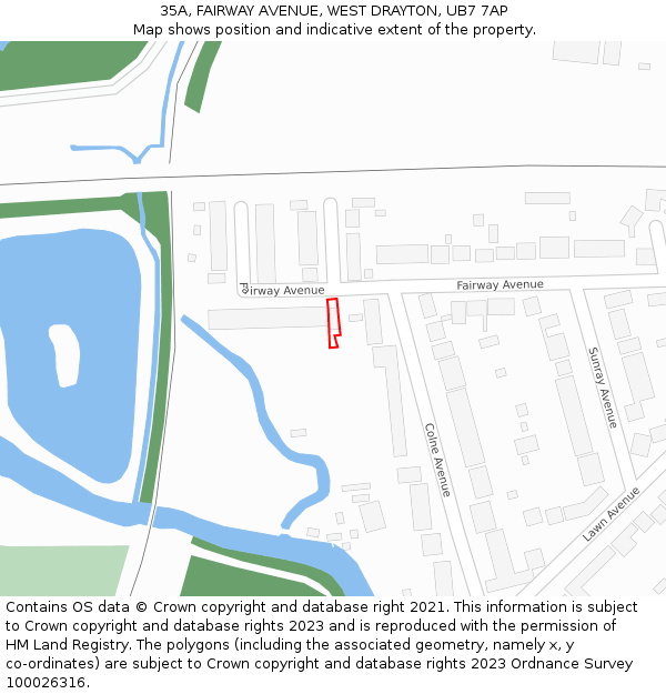 35A, FAIRWAY AVENUE, WEST DRAYTON, UB7 7AP: Location map and indicative extent of plot