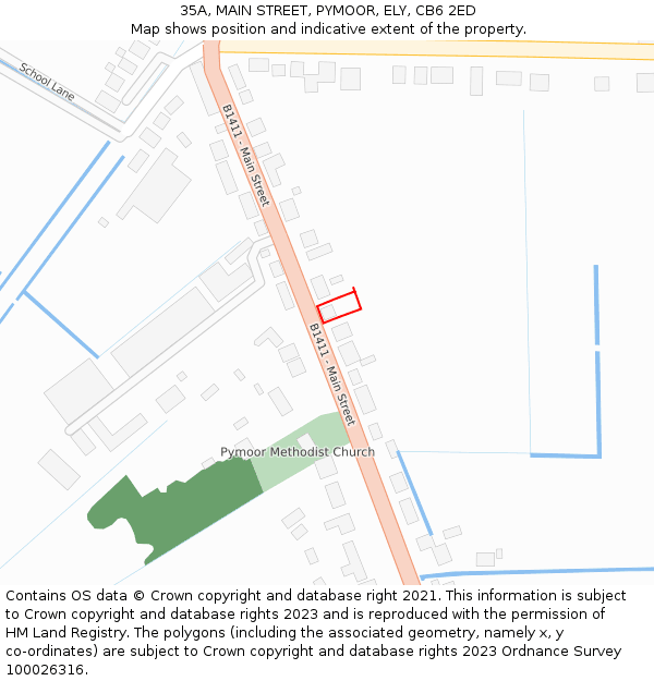 35A, MAIN STREET, PYMOOR, ELY, CB6 2ED: Location map and indicative extent of plot