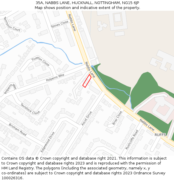 35A, NABBS LANE, HUCKNALL, NOTTINGHAM, NG15 6JP: Location map and indicative extent of plot