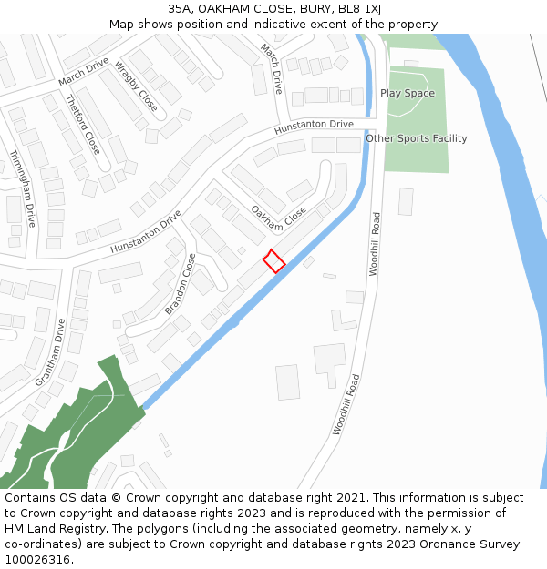 35A, OAKHAM CLOSE, BURY, BL8 1XJ: Location map and indicative extent of plot