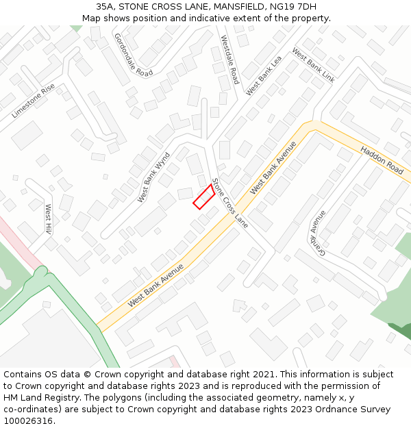 35A, STONE CROSS LANE, MANSFIELD, NG19 7DH: Location map and indicative extent of plot