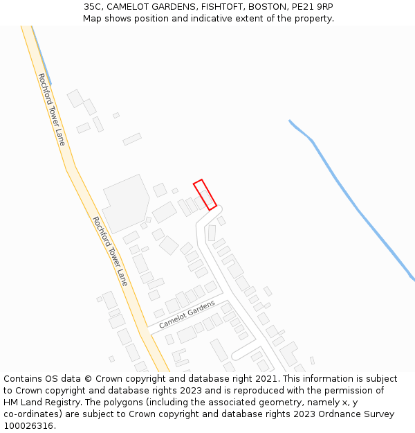 35C, CAMELOT GARDENS, FISHTOFT, BOSTON, PE21 9RP: Location map and indicative extent of plot