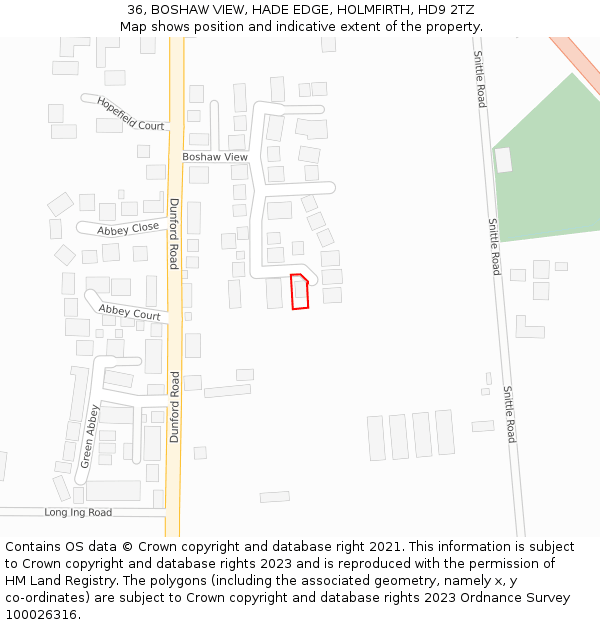 36, BOSHAW VIEW, HADE EDGE, HOLMFIRTH, HD9 2TZ: Location map and indicative extent of plot