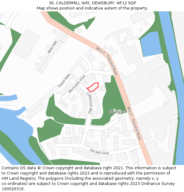 36, CALDERMILL WAY, DEWSBURY, WF12 9QP: Location map and indicative extent of plot