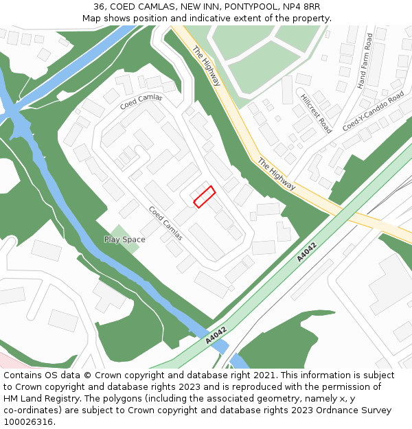 36, COED CAMLAS, NEW INN, PONTYPOOL, NP4 8RR: Location map and indicative extent of plot
