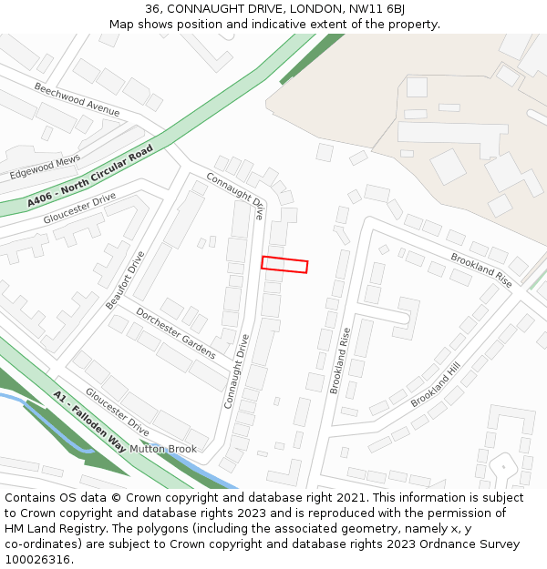 36, CONNAUGHT DRIVE, LONDON, NW11 6BJ: Location map and indicative extent of plot