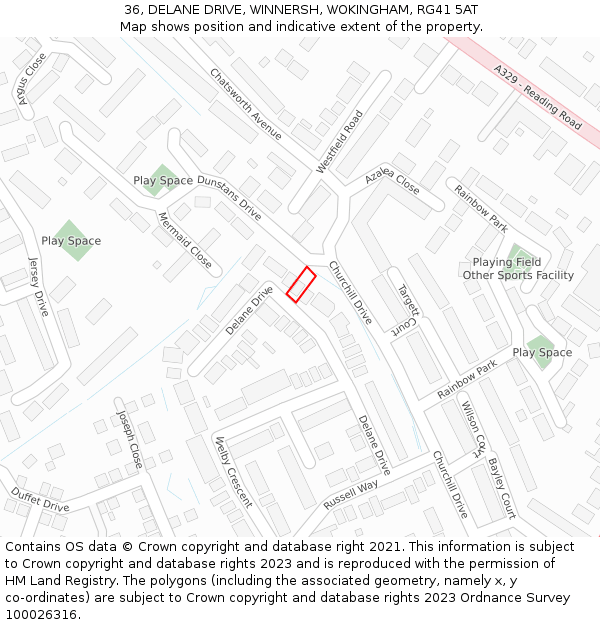 36, DELANE DRIVE, WINNERSH, WOKINGHAM, RG41 5AT: Location map and indicative extent of plot