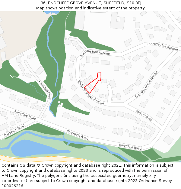 36, ENDCLIFFE GROVE AVENUE, SHEFFIELD, S10 3EJ: Location map and indicative extent of plot