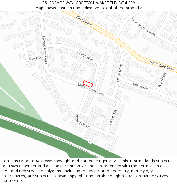 36, FORAGE WAY, CROFTON, WAKEFIELD, WF4 1FA: Location map and indicative extent of plot