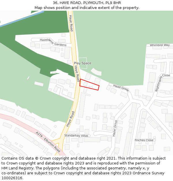 36, HAYE ROAD, PLYMOUTH, PL9 8HR: Location map and indicative extent of plot