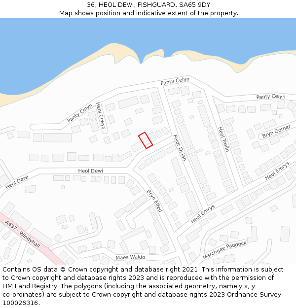 36, HEOL DEWI, FISHGUARD, SA65 9DY: Location map and indicative extent of plot