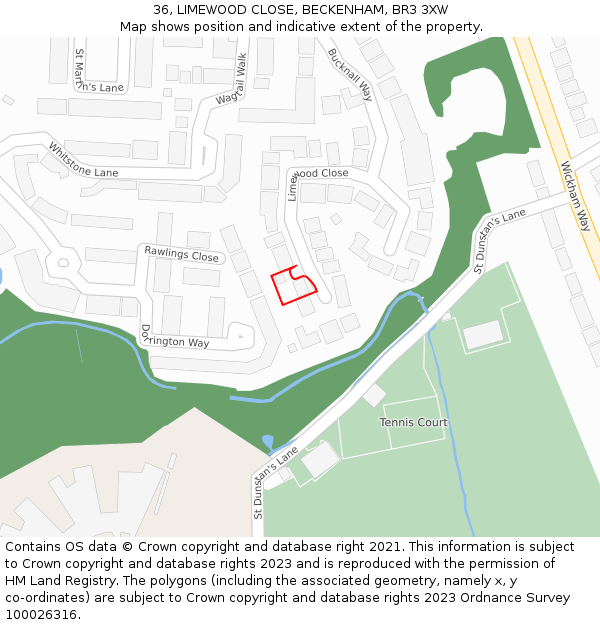 36, LIMEWOOD CLOSE, BECKENHAM, BR3 3XW: Location map and indicative extent of plot