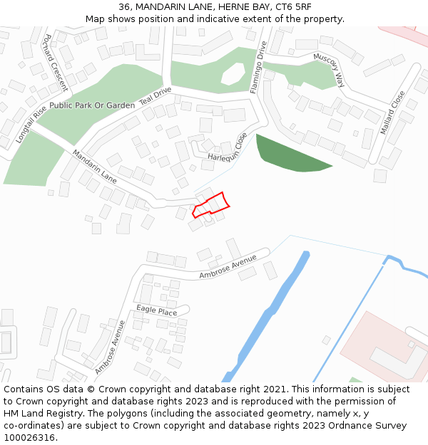 36, MANDARIN LANE, HERNE BAY, CT6 5RF: Location map and indicative extent of plot