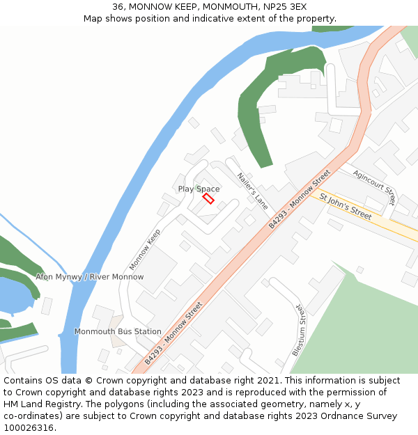 36, MONNOW KEEP, MONMOUTH, NP25 3EX: Location map and indicative extent of plot