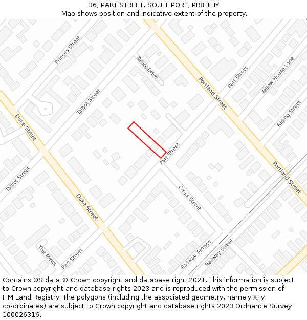36, PART STREET, SOUTHPORT, PR8 1HY: Location map and indicative extent of plot