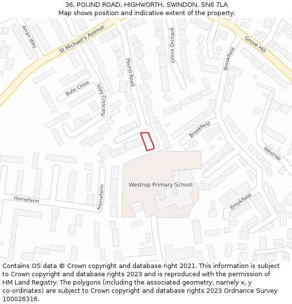 36, POUND ROAD, HIGHWORTH, SWINDON, SN6 7LA: Location map and indicative extent of plot