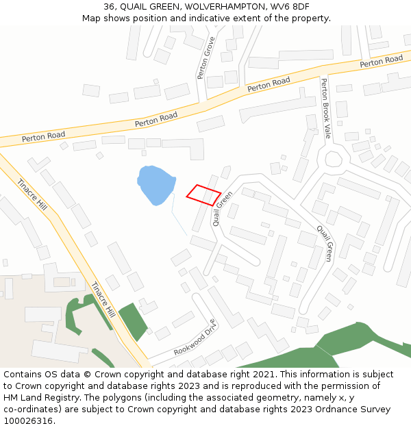 36, QUAIL GREEN, WOLVERHAMPTON, WV6 8DF: Location map and indicative extent of plot