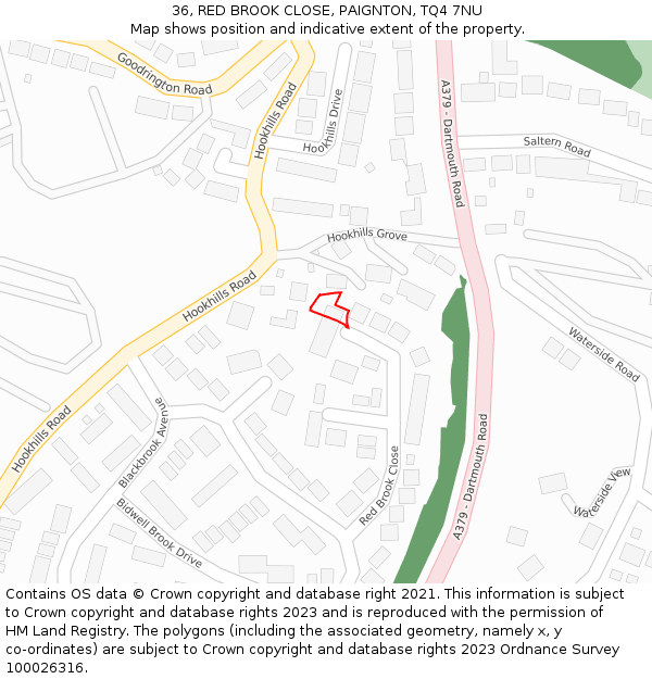 36, RED BROOK CLOSE, PAIGNTON, TQ4 7NU: Location map and indicative extent of plot