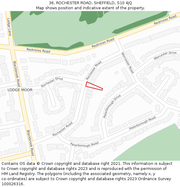 36, ROCHESTER ROAD, SHEFFIELD, S10 4JQ: Location map and indicative extent of plot