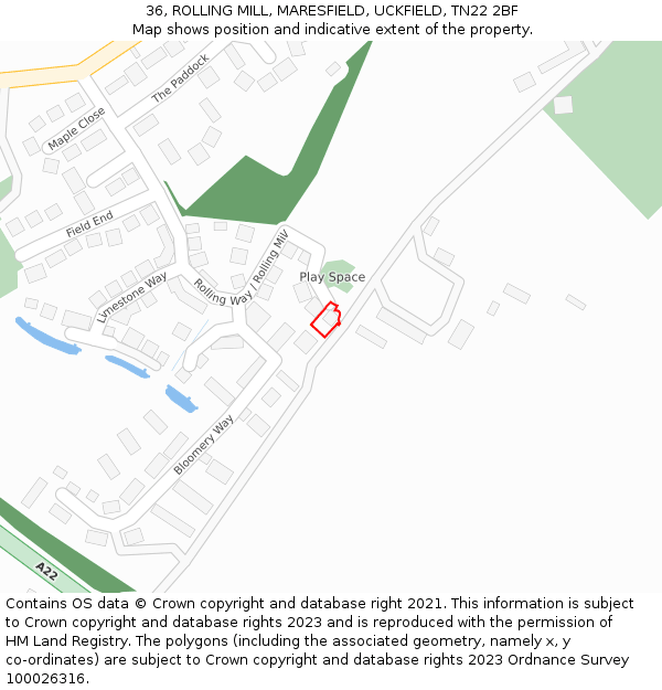 36, ROLLING MILL, MARESFIELD, UCKFIELD, TN22 2BF: Location map and indicative extent of plot