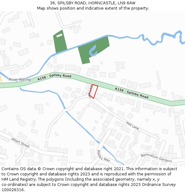 36, SPILSBY ROAD, HORNCASTLE, LN9 6AW: Location map and indicative extent of plot