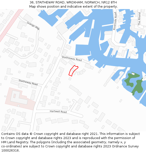 36, STAITHEWAY ROAD, WROXHAM, NORWICH, NR12 8TH: Location map and indicative extent of plot