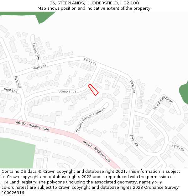 36, STEEPLANDS, HUDDERSFIELD, HD2 1QQ: Location map and indicative extent of plot