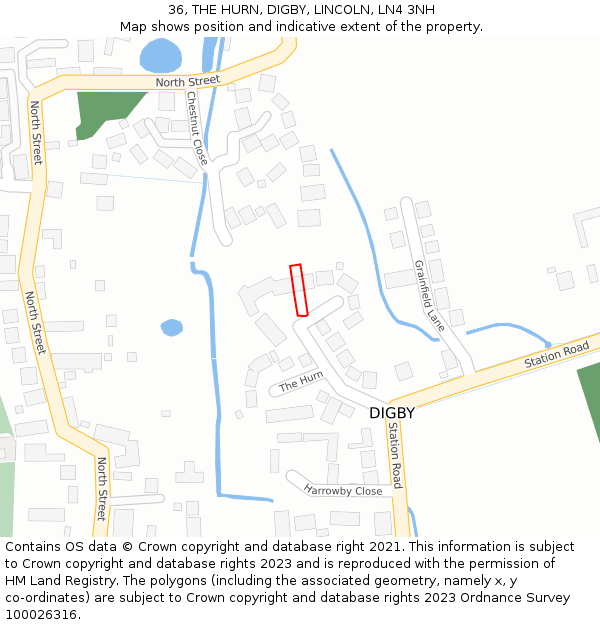 36, THE HURN, DIGBY, LINCOLN, LN4 3NH: Location map and indicative extent of plot