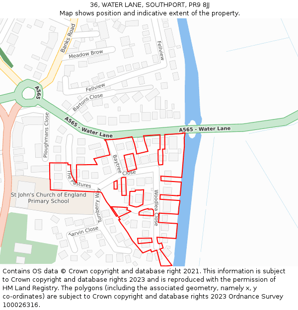 36, WATER LANE, SOUTHPORT, PR9 8JJ: Location map and indicative extent of plot