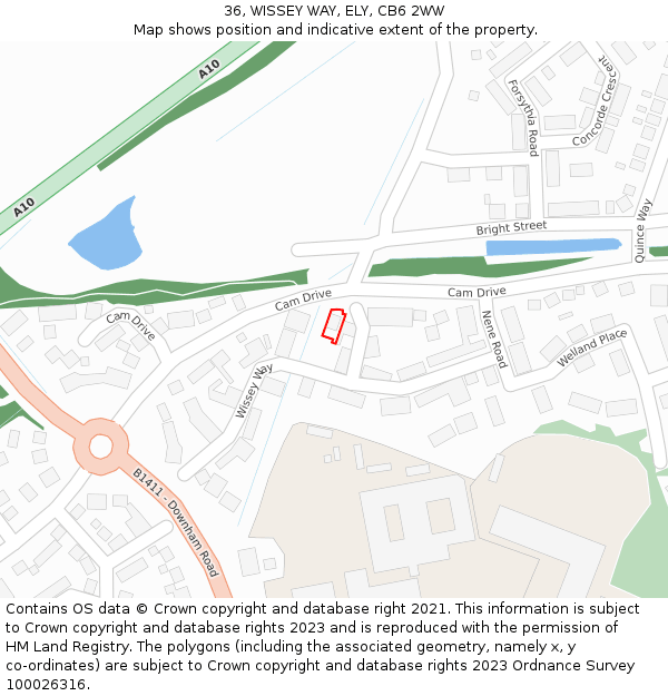 36, WISSEY WAY, ELY, CB6 2WW: Location map and indicative extent of plot