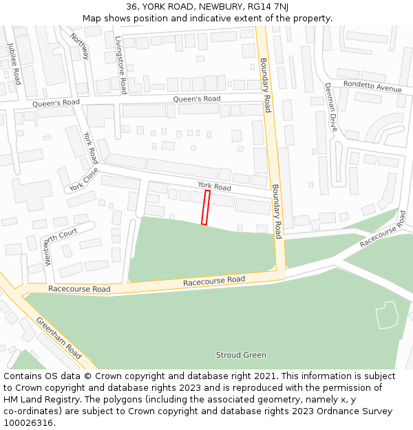 36, YORK ROAD, NEWBURY, RG14 7NJ: Location map and indicative extent of plot