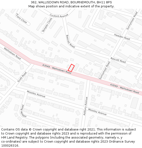 362, WALLISDOWN ROAD, BOURNEMOUTH, BH11 8PS: Location map and indicative extent of plot