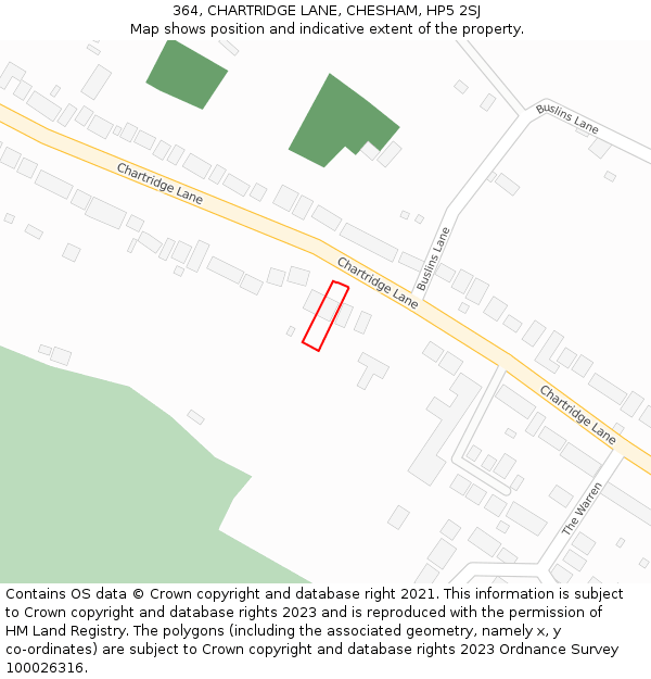 364, CHARTRIDGE LANE, CHESHAM, HP5 2SJ: Location map and indicative extent of plot