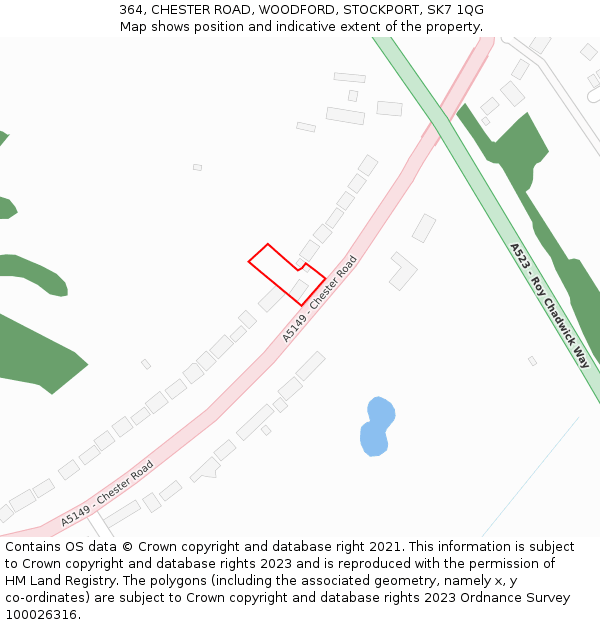 364, CHESTER ROAD, WOODFORD, STOCKPORT, SK7 1QG: Location map and indicative extent of plot