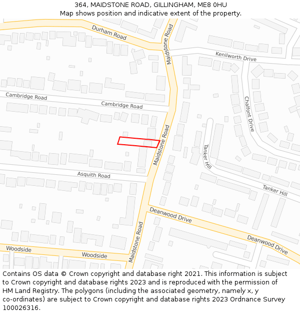 364, MAIDSTONE ROAD, GILLINGHAM, ME8 0HU: Location map and indicative extent of plot