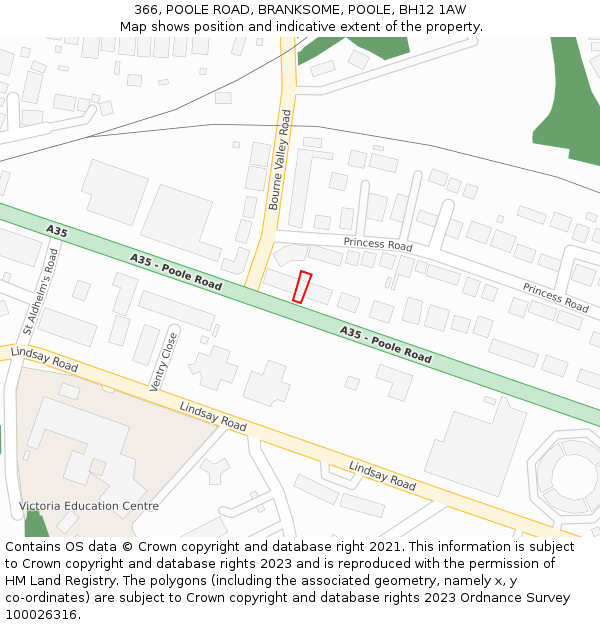 366, POOLE ROAD, BRANKSOME, POOLE, BH12 1AW: Location map and indicative extent of plot