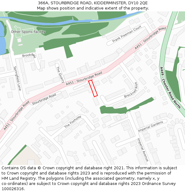 366A, STOURBRIDGE ROAD, KIDDERMINSTER, DY10 2QE: Location map and indicative extent of plot