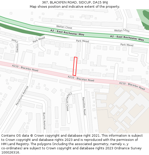 367, BLACKFEN ROAD, SIDCUP, DA15 9NJ: Location map and indicative extent of plot