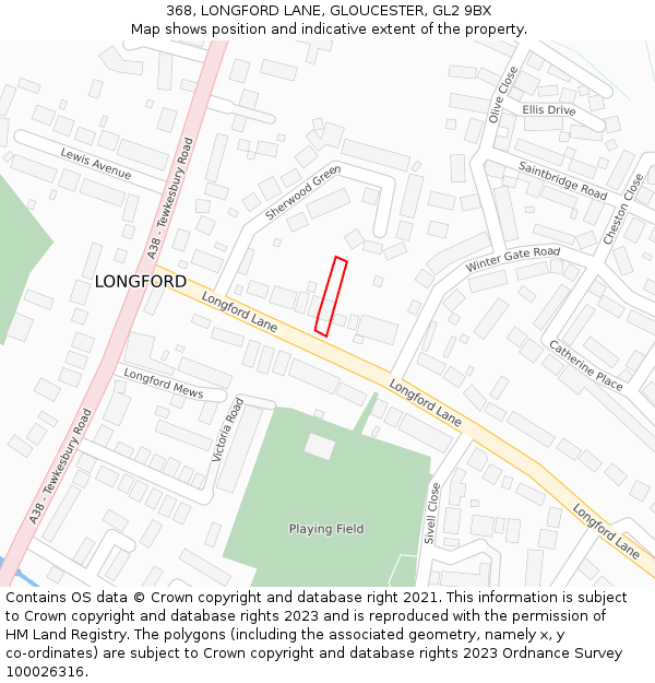 368, LONGFORD LANE, GLOUCESTER, GL2 9BX: Location map and indicative extent of plot