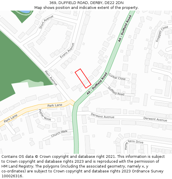369, DUFFIELD ROAD, DERBY, DE22 2DN: Location map and indicative extent of plot