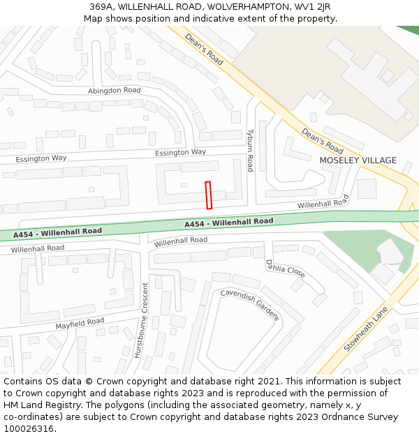 369A, WILLENHALL ROAD, WOLVERHAMPTON, WV1 2JR: Location map and indicative extent of plot