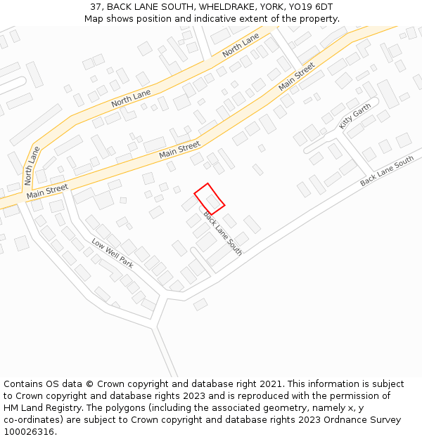 37, BACK LANE SOUTH, WHELDRAKE, YORK, YO19 6DT: Location map and indicative extent of plot