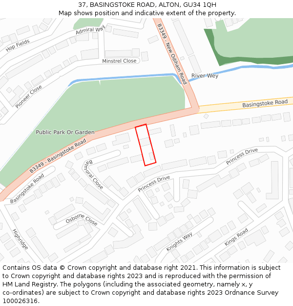 37, BASINGSTOKE ROAD, ALTON, GU34 1QH: Location map and indicative extent of plot