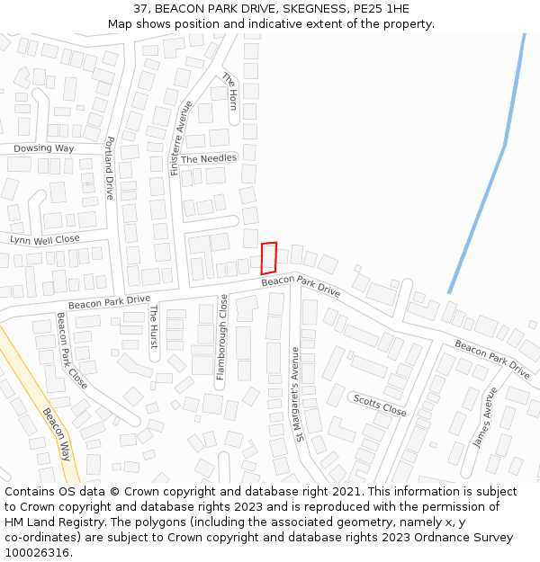 37, BEACON PARK DRIVE, SKEGNESS, PE25 1HE: Location map and indicative extent of plot