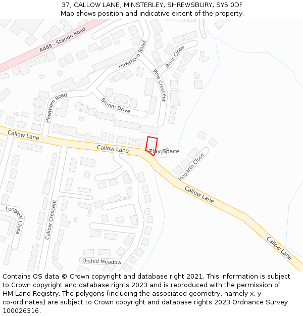 37, CALLOW LANE, MINSTERLEY, SHREWSBURY, SY5 0DF: Location map and indicative extent of plot
