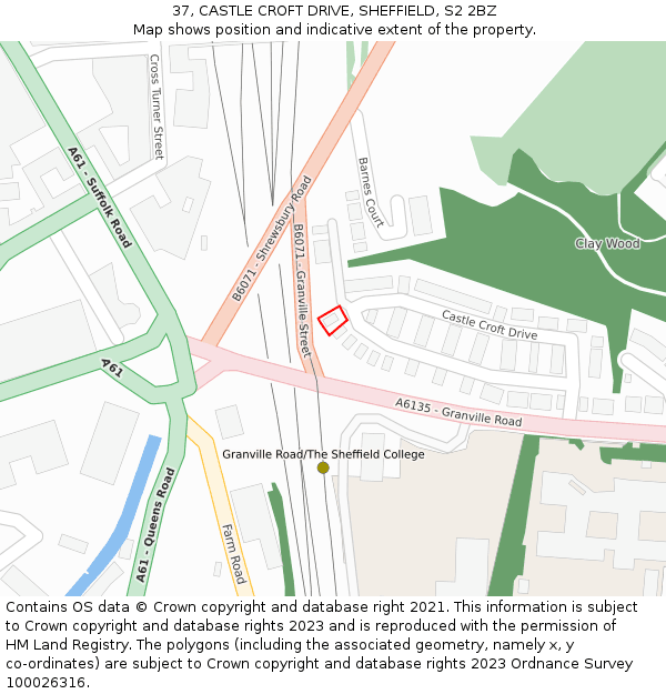 37, CASTLE CROFT DRIVE, SHEFFIELD, S2 2BZ: Location map and indicative extent of plot